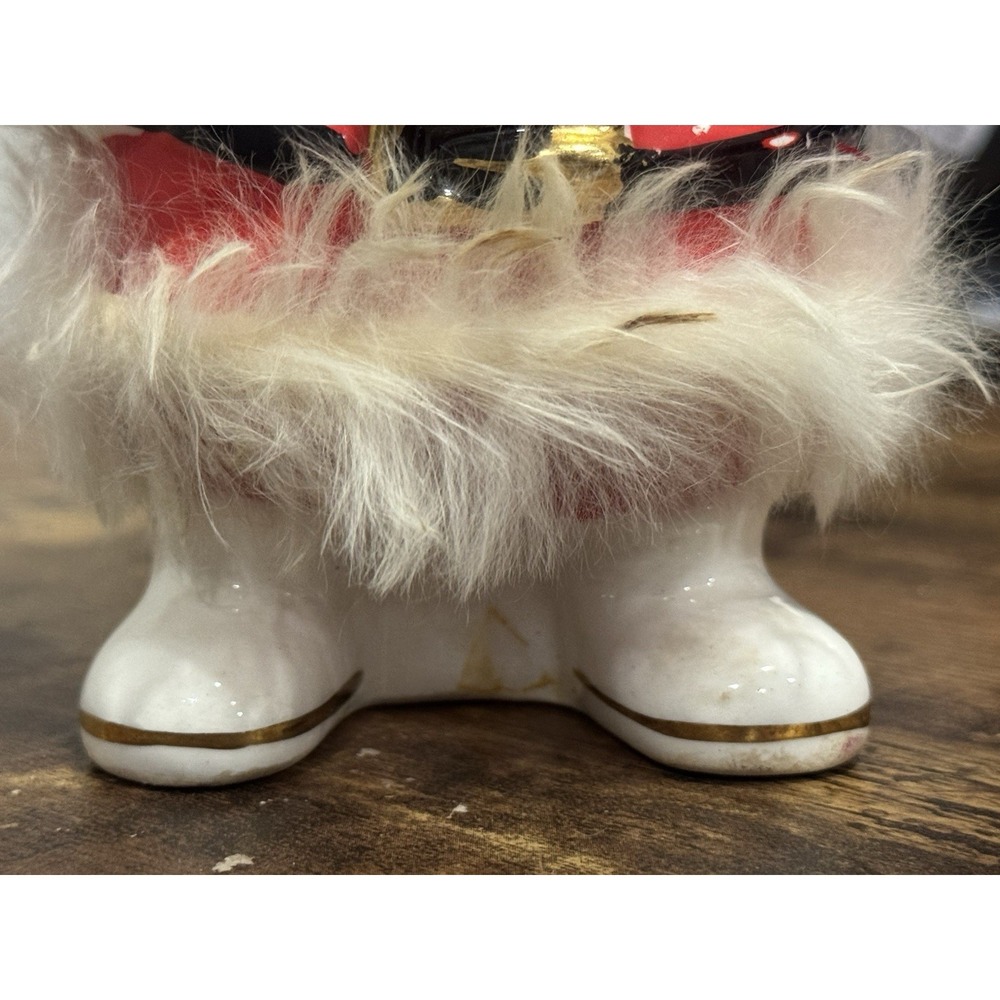 Santa Ceramic Bank 1959 Napco Bedford Ohio Vintage Made Japan Faux Fur Accent - Picture 13 of 15